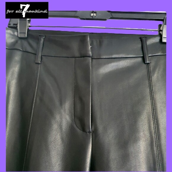 7 For All Mankind NEW Parisian Chic Coated Faux Leather Wide Crop Leg Pant L - Picture 6 of 11